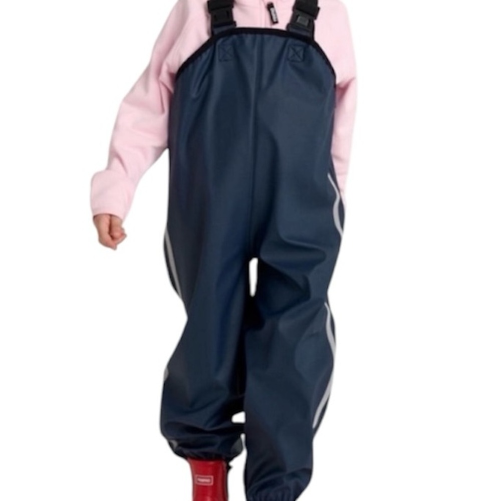 REIMA Waterproof Rain Pants w/Suspenders Navy Blue Overalls Kids Size 7y